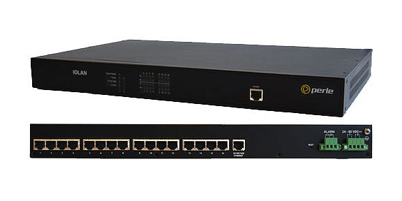 Perle IOLAN SDS16C LDC Utility Terminal Server – 16-Port RJ45, RS232/422/485, Dual GbE, 24/48VDC, NEBS Level 3 Certified