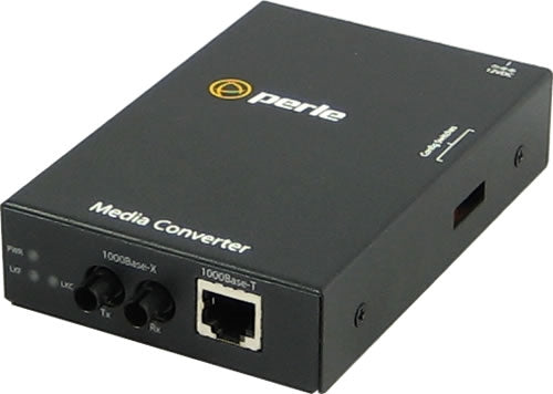Perle S-1000-S2ST120 Gigabit Ethernet Standalone Media Converter, 1000BT RJ45 to 1000BZX 1550nm Single Mode ST, 120km