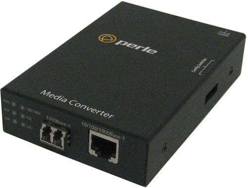 Perle S-1110-S2LC160 Gigabit Ethernet Standalone Media & Rate Converter, RJ45 to LC Single Mode (160km)