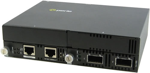Perle SMI-10G-XTX – 10 Gigabit Ethernet IP-Managed Stand-Alone Media Converter, Dual XFP Slots (Empty), AC Adapter Included