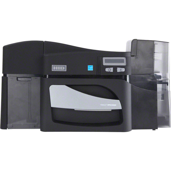 HID Fargo DTC4500e Dual-Sided ID Card Printer/Encoder – 300 dpi, Fast Ethernet & USB, LCD Display, Laminator
