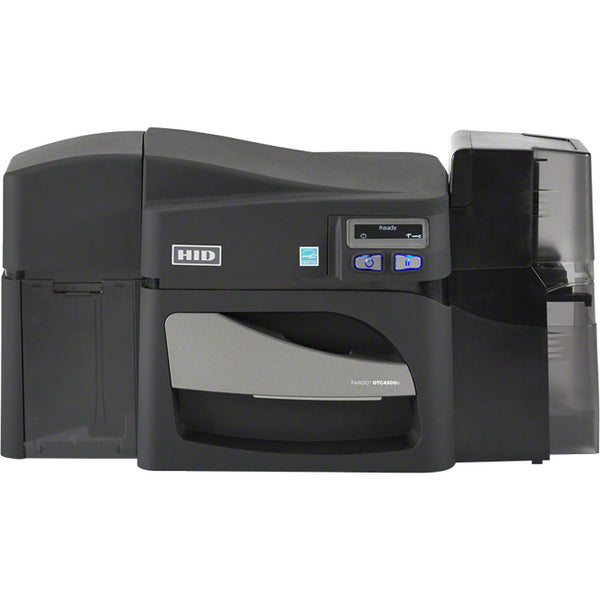 HIP Fargo DTC4500E Dual-Sided Desktop Dye Sublimation/Thermal Transfer ID Card Printer – Color – 300 dpi – Fast Ethernet & USB – LCD Display