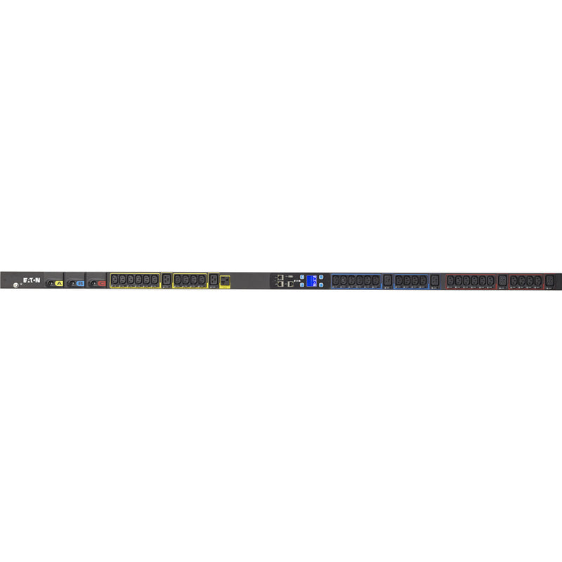 Eaton Metered Input rack PDU, 0U, L21-30P input, 8.64 kW max, 120/208V, 24A, 10 ft cord, Three-phase, Outlets: (1) 5-20R, (30) C13 Outlet grip, (6) C19 Outlet grip Eaton Corporation