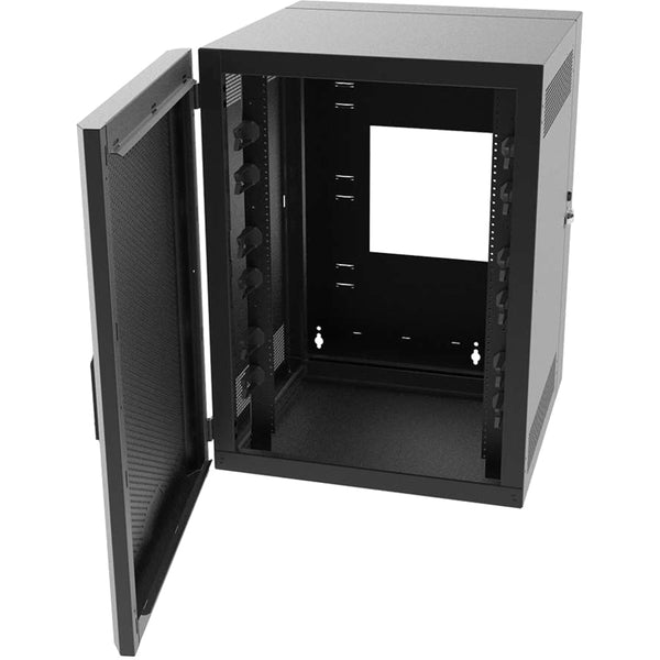 Legrand 26RU Swing-Out Wall-Mount Cabinet with Perforated Door - Black - TAA