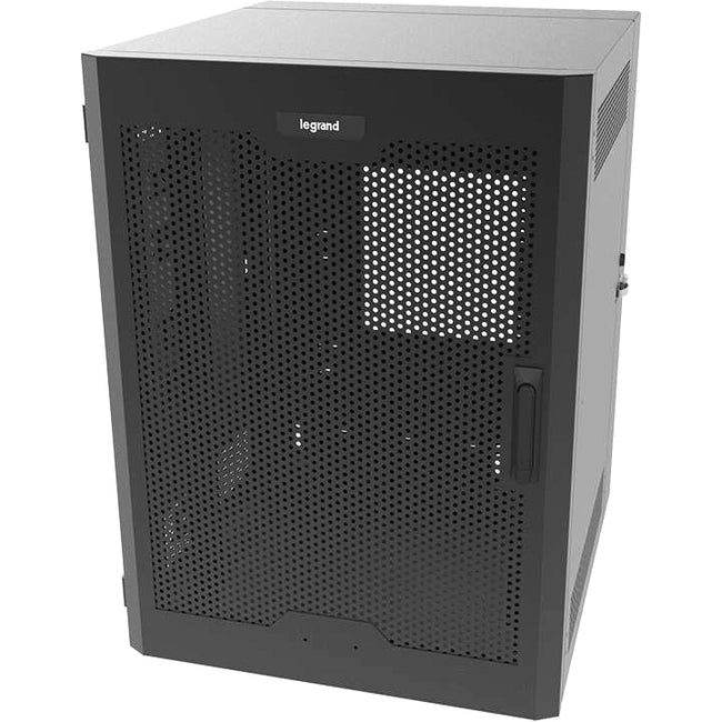 Legrand 26RU Swing-Out Wall-Mount Cabinet with Perforated Door - Black - TAA