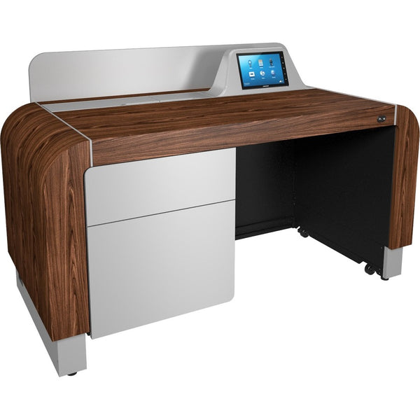PRE-CONFIGURED L7 SERIES LECTERN IN MONTANA WALNUT WITH SILVER ACCENTS