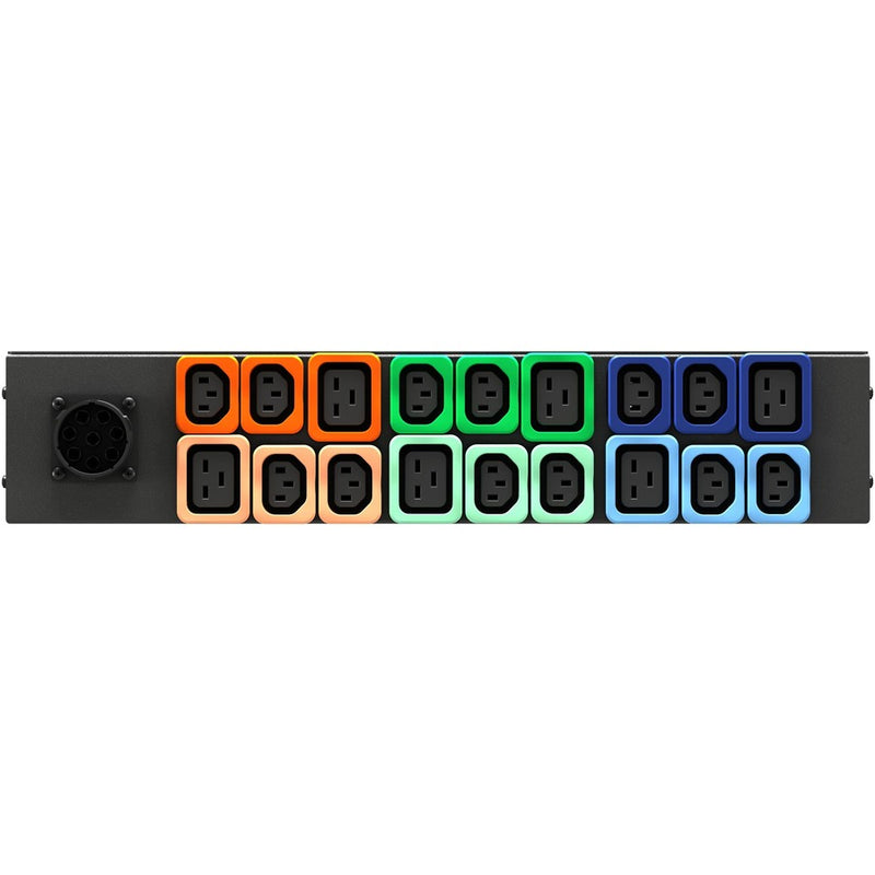 Vertiv Geist UI10022L rPDU DU01X2R1-18PB67-2S02A9F00-S | 18-Outlets | 22kW Basic 3-Phase PDU | Horizontal | U-Lock C13/C19 | 2U Rackmount