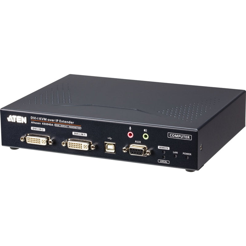 USB SINGLE LINK DVI-I DUAL DISPLAY KVM OVER IP TRANSMITTER WITH AUDIO & SERIAL