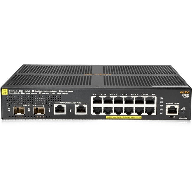 HPE Aruba 2930F 12G PoE+ 2G/2SFP+ Layer 3 Managed Switch (JL693A