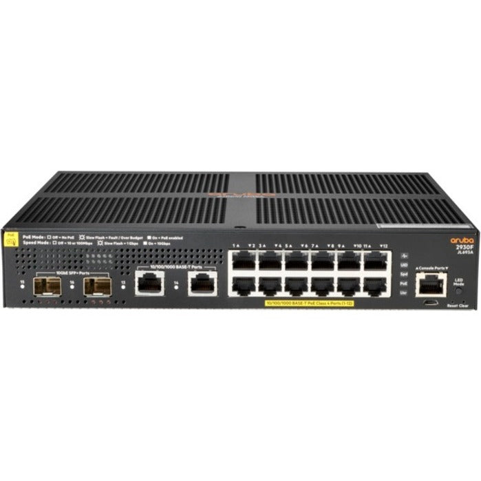HPE Aruba 2930F 12G PoE+ 2G/2SFP+ Layer 3 Managed Switch (JL693A