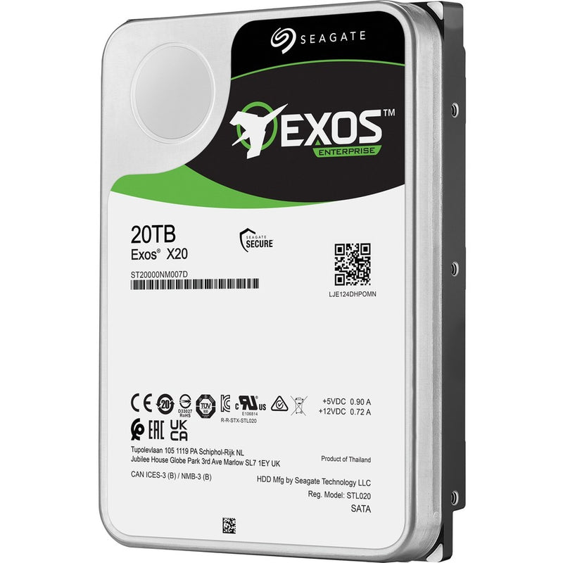 Seagate Exos X20 ST20000NM007D 20TB Internal Hard Drive – SATA 6Gb/s – CMR – 7200RPM – 256MB Cache – 20-Pack