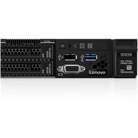Lenovo ThinkSystem SR250 7Y51A08ANA 1U Rack Server - 1 x Intel Xeon - Up to 128 GB RAM - Gigabit Ethernet - Hot Swappable Bays