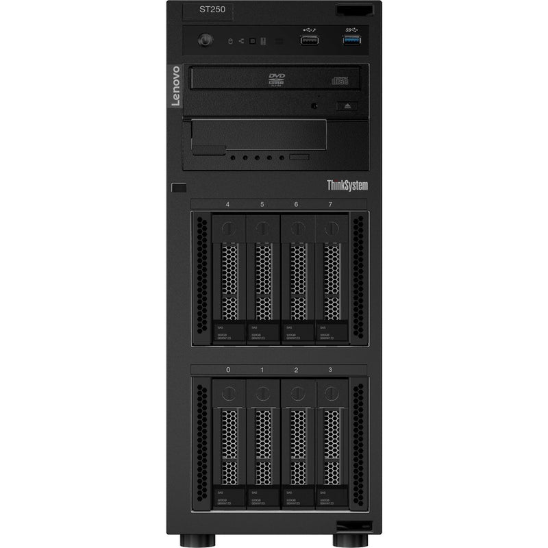 Lenovo ThinkSystem ST250 7Y45A064NA 4U Tower Server – 1 x Intel Pentium G5400 3.70 GHz – 8 GB RAM – Serial ATA/600 Controller