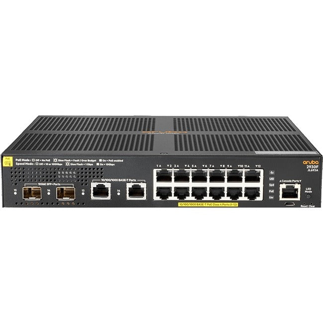 HPE Aruba 2930F 12G PoE+ 2G/2SFP+ Layer 3 Switch (JL693A
