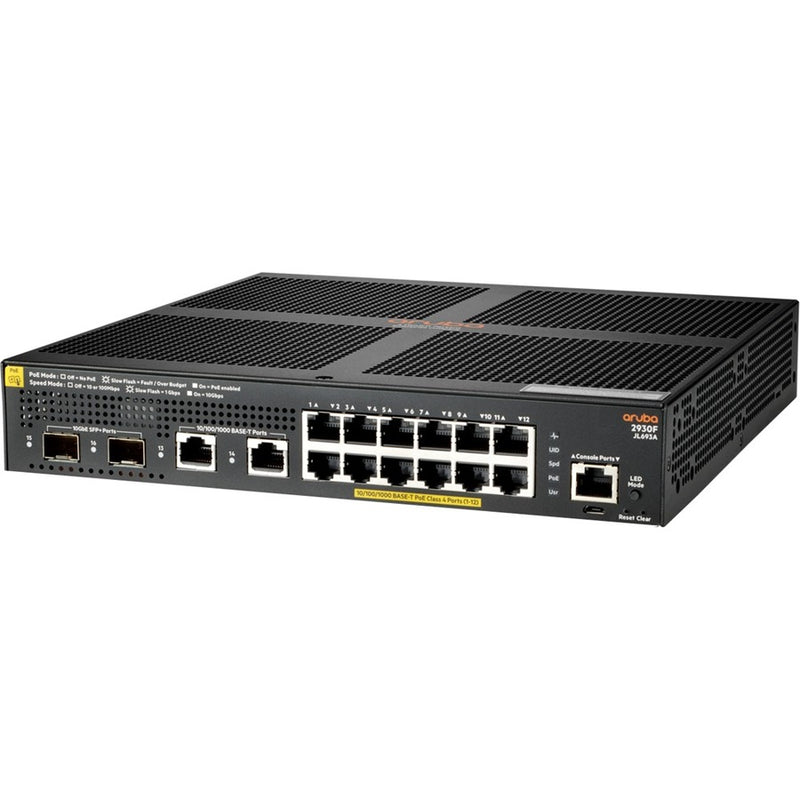 HPE Aruba 2930F 12-Port PoE+ Switch with 2G/2SFP+ Uplinks (JL693A