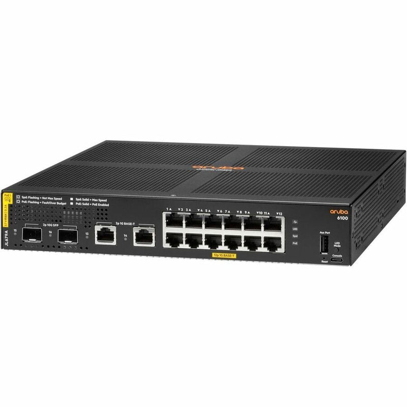 HPE CX 6100 Ethernet Switch 6100 12G Class4 PoE 2G/2SFP+ 139W Switch Hewlett Packard Enterprise