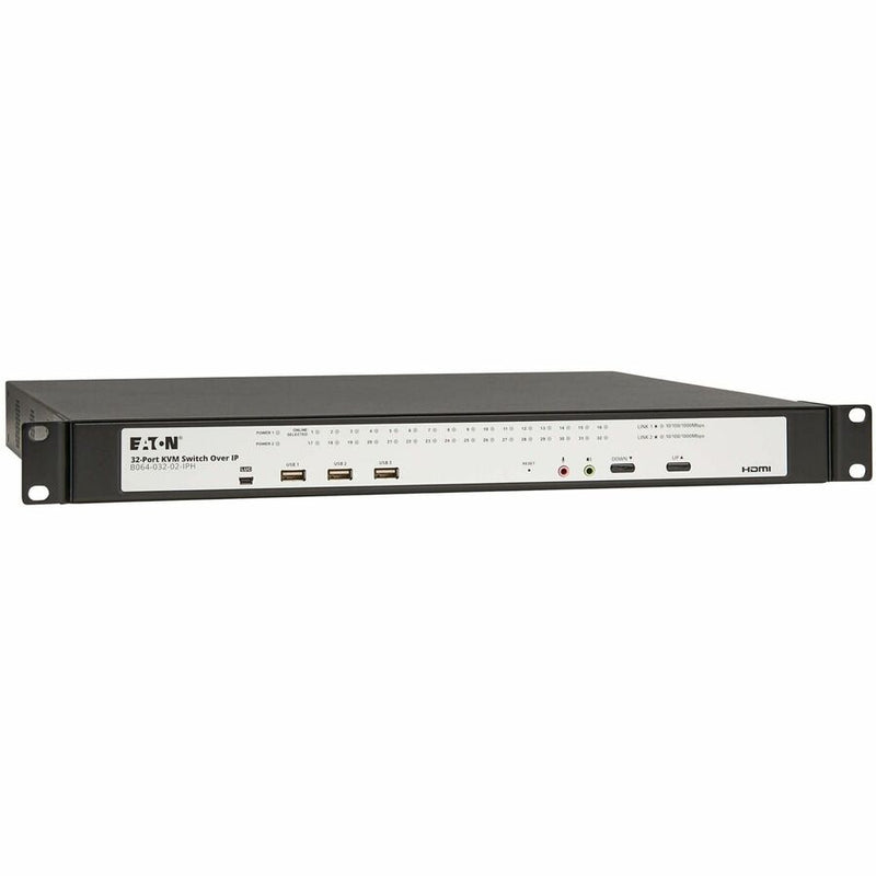 Eaton 32-Port Cat5e KVM over IP Switch - Virtual Media, 2 Remote/1 Local User, HDMI Output, 1U Rack-Mount, TAA Eaton Corporation