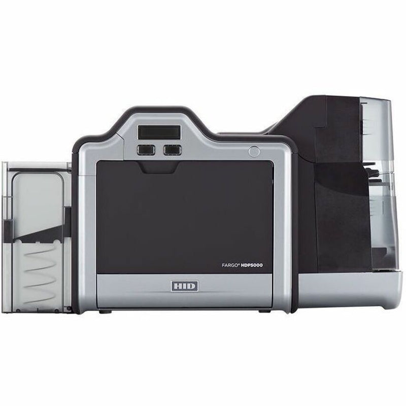 HID Fargo HDP5000 Single-Sided Retransfer ID Card Printer & Encoder – 300 dpi, Color, Ethernet/USB – OLED Display – Government, Healthcare, Education, Business
