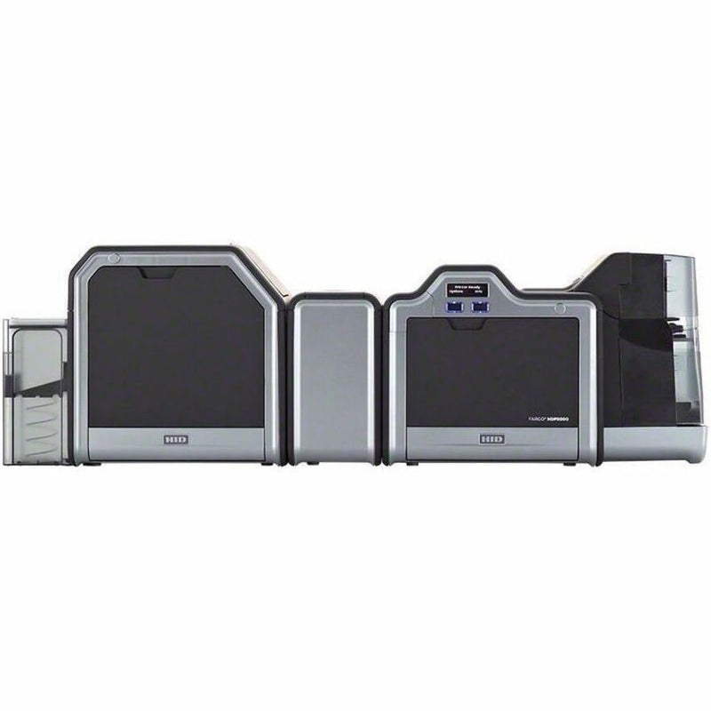 HID Fargo HDP5000 Single-Sided Retransfer ID Card Printer & Encoder – 300 dpi, Color, Ethernet/USB – OLED Display – Government, Healthcare, Education, Business