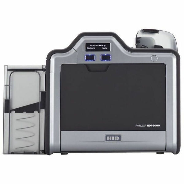 HID Fargo HDP5000 Single-Sided Retransfer ID Card Printer & Encoder – 300 dpi, Color, Ethernet/USB – OLED Display – Government, Healthcare, Education, Business