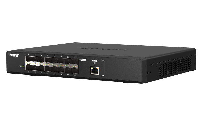 QNAP QSW-M5216-1T 16-Port 25GbE SFP28 Fiber + 1-Port 10GbE Managed Switch