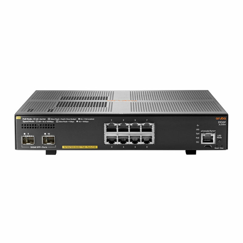 HPE Aruba Networking 2930F 8G PoE+ 2SFP+ Switch (JL258A