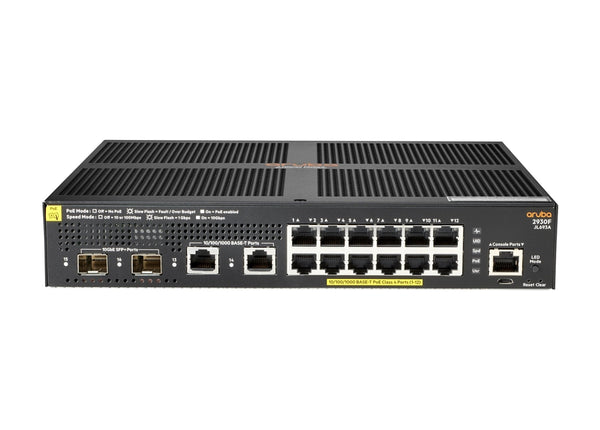 HPE Aruba Networking 2930F 12G PoE+ 2G/2SFP+ 12-Port Managed Rackmount Switch (JL693A#ABA)