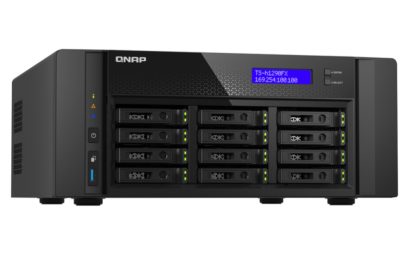 QNAP TS-h1290FX-7302P-128G SAN/NAS Storage System – 12-Bay U.2 NVMe/SATA, ZFS, 25GbE