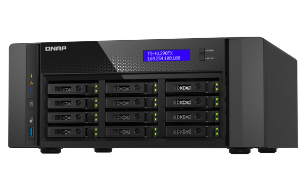 QNAP TS-h1290FX-7302P-128G SAN/NAS Storage System – 12-Bay U.2 NVMe/SATA, ZFS, 25GbE