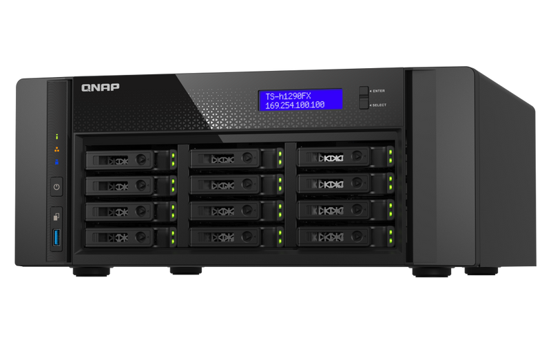 QNAP TS-h1290FX-7302P-128G SAN/NAS Storage System – 12-Bay U.2 NVMe/SATA, ZFS, 25GbE
