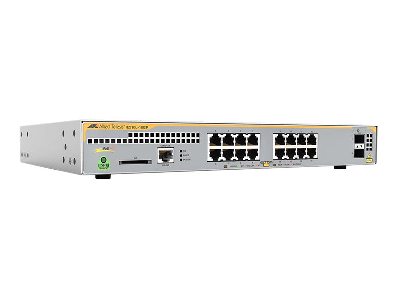 Allied Telesis IE210L-18GP-60 Industrial Gigabit Ethernet Switch with 16 Ports and 2 SFP Slots