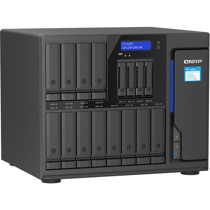 QNAP TS-1655-8G 16-Bay Tower NAS – Intel Atom C5125 8-Core, 8GB DDR4, 2.5GbE, Hybrid Storage, QuTS hero