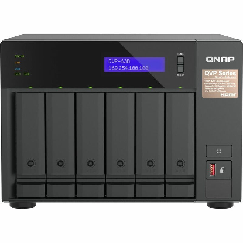 QNAP QVR Pro QVP-63B 8-Channel Video Surveillance Station – HDMI, 3-Year Warranty