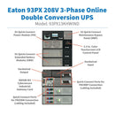 Eaton 93PX 13kVA 13kW 208V 3-Phase Online Double-Conversion UPS with Hardwired I/O, Maintenance Bypass, Industrial Gateway Card, Extended Runtime, 12U (93PX13KHWIND)