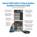 Eaton 93PX13KIND 13kW 208V Rackmount 3-Phase Online Double-Conversion UPS with INDGW-M3 Industrial Network Card