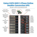 Eaton 93PX15KHWNDGPAR 15kW/30kW N+1 400V 3-Phase Online Double-Conversion UPS with Hardwired I/O & INDGW-M3