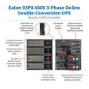 Eaton 93PX 15kVA 15kW 400V 3-Phase Online Double-Conversion UPS Hardwired I/O with Maintenance Bypass, Network Card, Extended Run 12U (93PX15KIHWN)