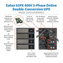 Eaton 93PX15KIMBNDG 15kW 400V 3-Phase Online Double-Conversion Rack UPS with INDGW-M3, IEC 309 60A, 12U