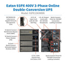 Eaton 93PX 15kVA 15kW 400V 3-Phase Online Double-Conversion UPS with IEC 309 I/O, Maintenance Bypass and Extended Runtime (93PX15KIMBN)