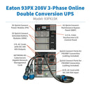 Eaton 93PX 15kVA 15kW Three-Phase Online Double-Conversion UPS with IEC 309 60A I/O, Maintenance Bypass, Network Card, Extended Runtime (93PX15K)