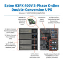 EATON 93PX20KIHWNDG 20kW 400V 3-Phase Online Double-Conversion UPS, Hardwired I/O, INDGW-M3, 12U