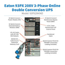 Eaton 93PX20KIND 20kW 208V 3-Phase Online Double-Conversion Rackmount UPS with INDGW-M3 Industrial Network Management Card