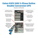 Eaton 93PX20K 20kW / 20kVA 208V 3-Phase Online Double-Conversion Rackmount UPS, Hardwired Input, Dual IEC 309 60A Outputs