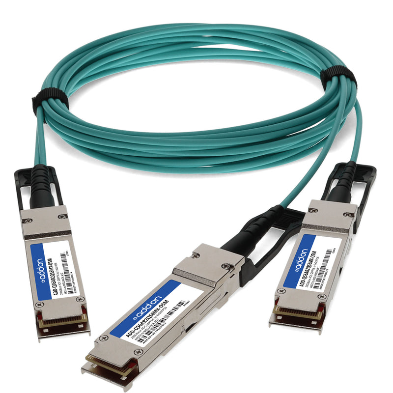 AddOn Arista Networks® to Mellanox® Compatible TAA 200G QSFP56 to 2xQSFP56 Active Optical Cable (850nm, MMF, 5m, LSZH)