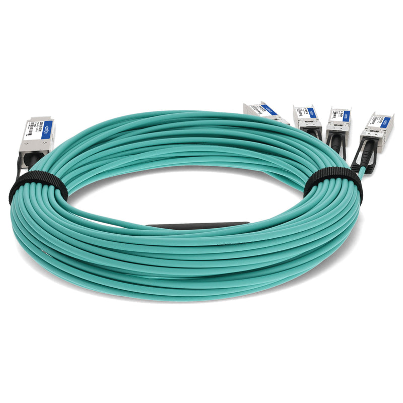 AddOn Cisco® QSFP-4X10G-AOC30M to Intel® XAOCBL-30M Compatible TAA 40GBase-AOC QSFP+ to 4xSFP+ Active Optical Cable (850nm, MMF, 30m)