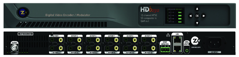 ZeeVee 12 Channel SD MPEG2 Digital Video Encode/QAM Modulator