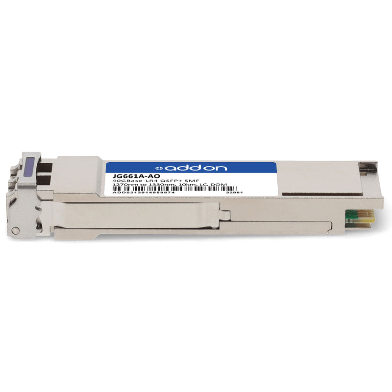 AddOn HP® JG661A Compatible TAA 40GBase-LR4 QSFP+ Transceiver (SMF, 1270–1330nm, 10km, LC, DOM)