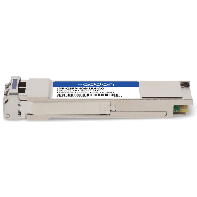 AddOn Juniper® JNP-QSFP-40G-LR4 Compatible TAA 40GBase-LR4 QSFP+ Transceiver (SMF, 1270–1330nm, 10km, LC, DOM)