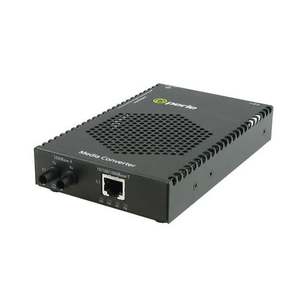 Perle S-1110PP-M2ST05-XT Gigabit Industrial PoE+ Media Converter, 10/100/1000 to 1000BASE-SX (ST), Extended Temp, Terminal Block Power