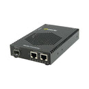 Perle S-1110DPP-SFP Gigabit Ethernet PoE+ Standalone Media Converter – Dual RJ-45 to SFP Slot with AC Adapter